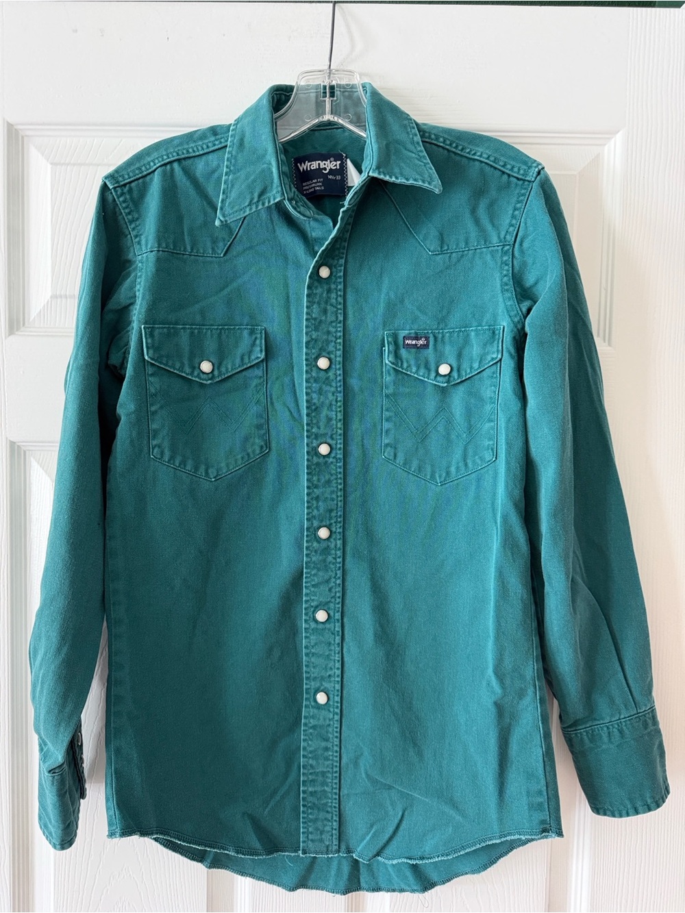 Vintage 90s Wrangler Teal Green Pearl Snap Western Men’s Shirt